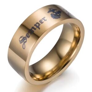 New Stainless Steel Marine Corps semper fidelis ring band Gold Or Black